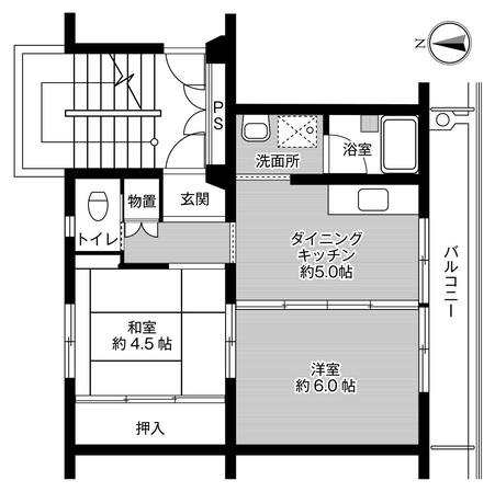 ビレッジハウス大塚台1号棟 (505号室)の物件間取画像